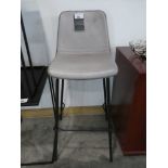 +VAT Modern black bar stool with grey leatherette upholstered seat