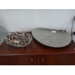 +VAT Shallow chrome coloured bowl and lattice dish