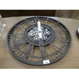 +VAT Large black metal open backed cog type wall clock