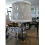 +VAT Glass and gilt table lantern with natural coloured shade