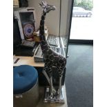 +VAT Black and chrome floor standing giraffe ornament