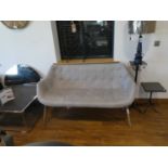 +VAT Grey leatherette upholstered 2 seater sofa on tapered supports