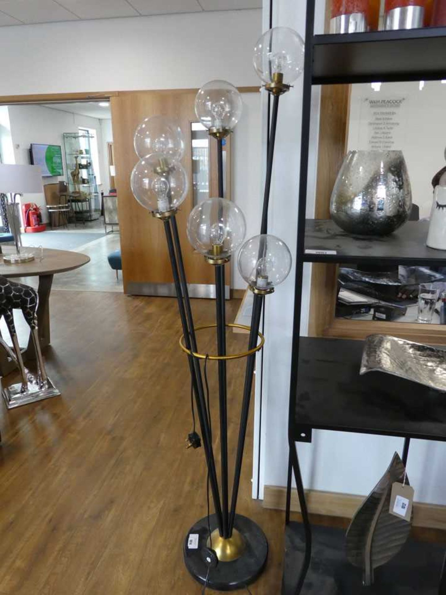 +VAT 6 branch floor standing lantern with globular glass shades