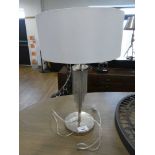 +VAT Modern chrome table lantern with chain link tassels and white cylindrical shade