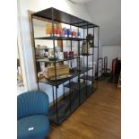 +VAT Black metal framed open fronted shelving unit Damage to lower left upright