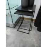 +VAT Modern nesting pair of metal framed tables with slate effect surfaces