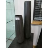 +VAT Graduated pair of modern black fluted vases