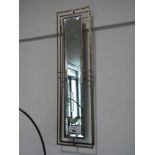 +VAT Slender gilt framed and beveled wall mirror