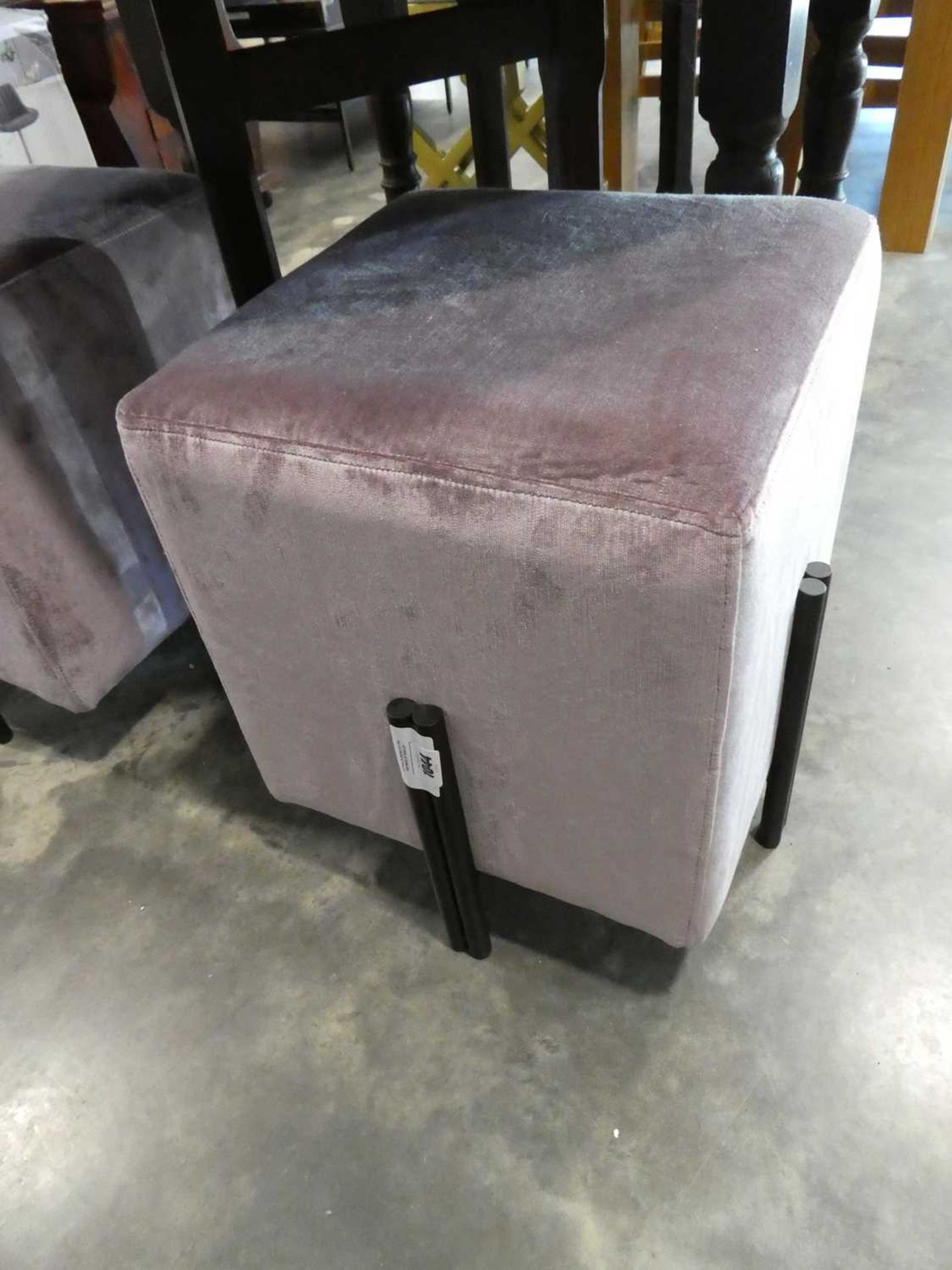 +VAT Purple upholstered stool on black metal legs