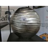 +VAT Large circular brushed chrome vase