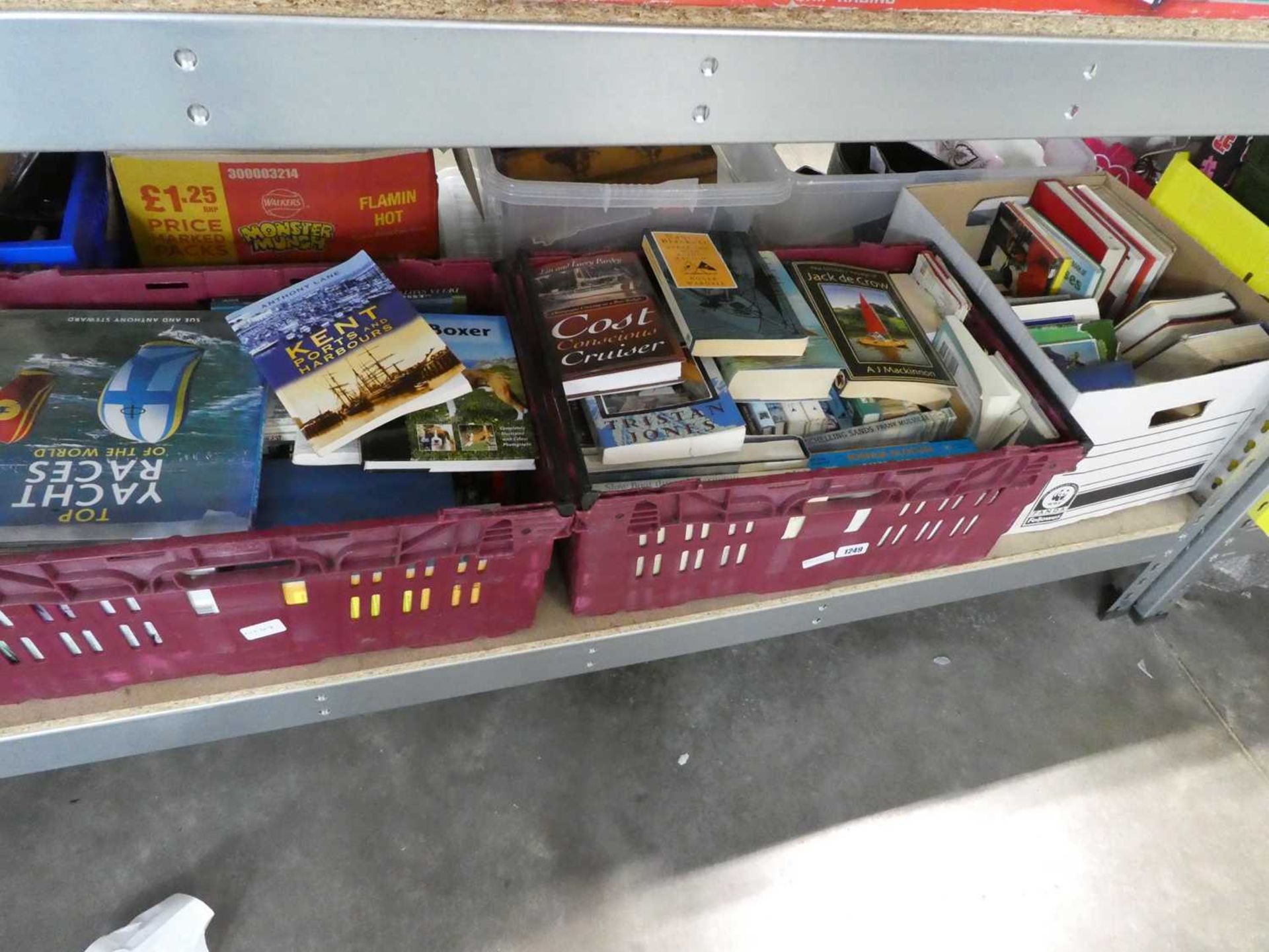 3 crates containing books incl. David Attenborough, coastal books, etc.