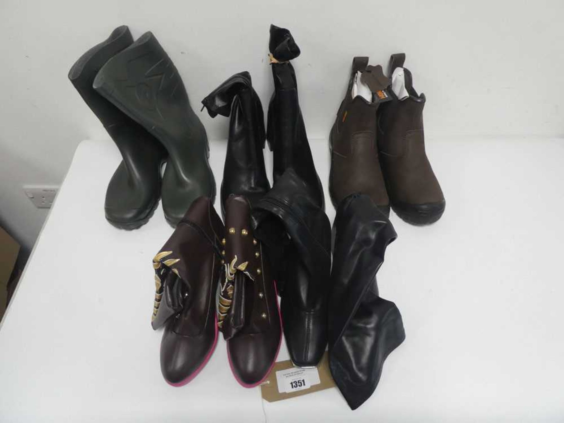 +VAT 5 pairs of boots in various styles and sizes to include wellies, heeled boots etc