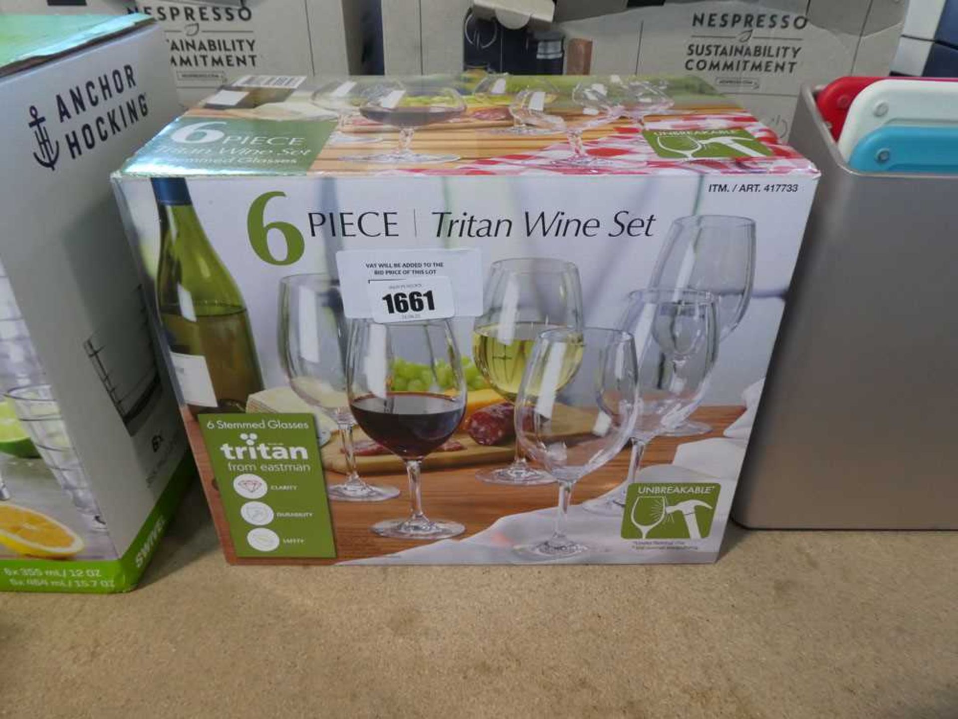 +VAT 6 piece Triton wine set - Incomplete. Only contains 4 glasses.