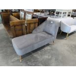 +VAT Modern light grey upholstered chaise on tapered supports