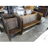 19th Century stained pine church pew (approx. 1700) with matching single seater pew (approx. 600)