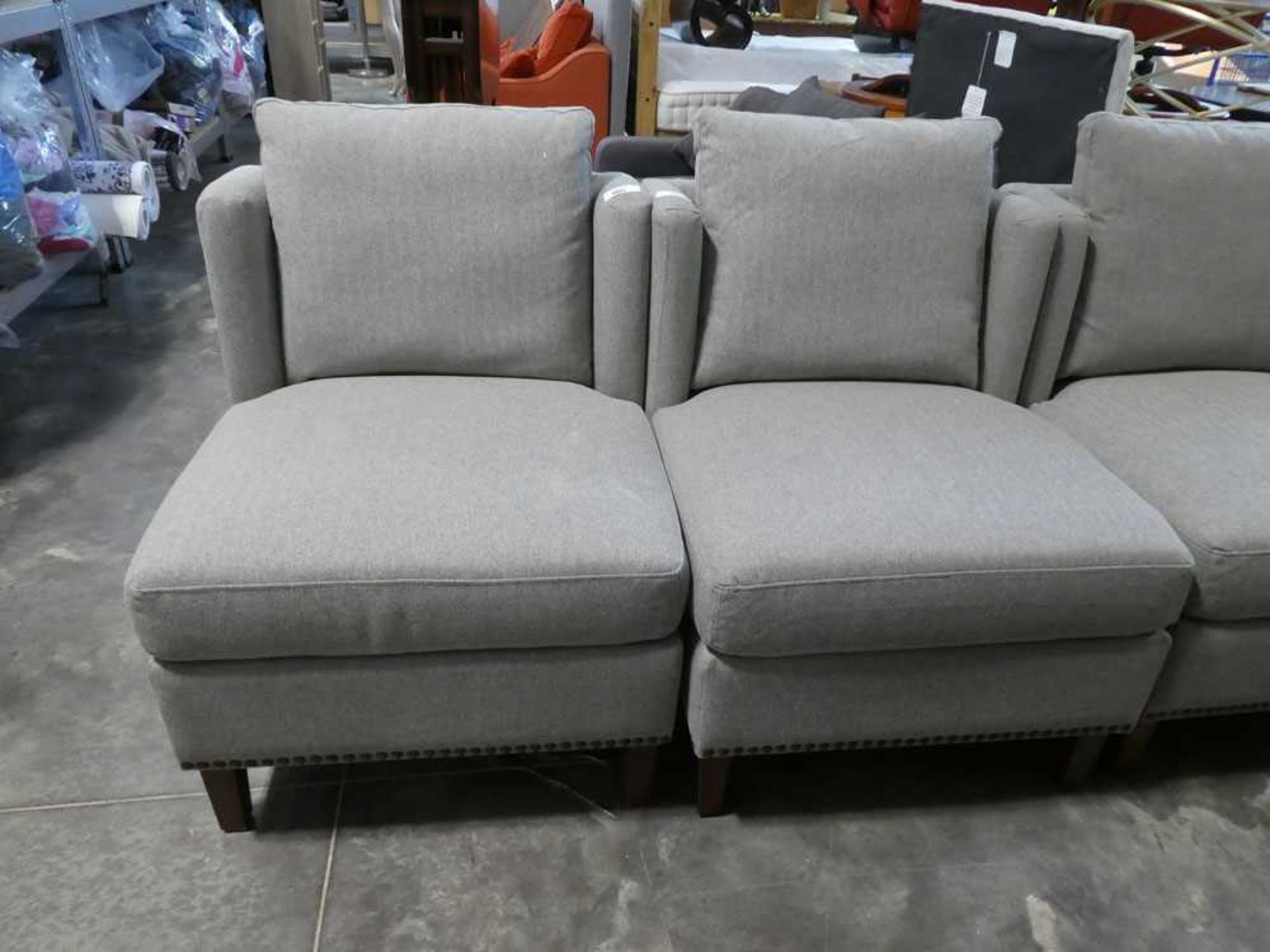 +VAT Modern pair of Thomasville light grey fabric upholstered chairs