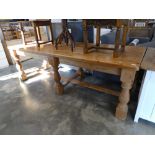 Pine refectory type dining table, approx. 10 seater (2450x920)