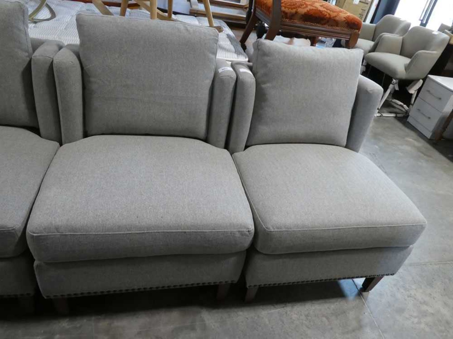 +VAT Modern pair of Thomasville light grey fabric upholstered chairs