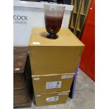 +VAT 3 boxes containing 4 brown/clear vases each