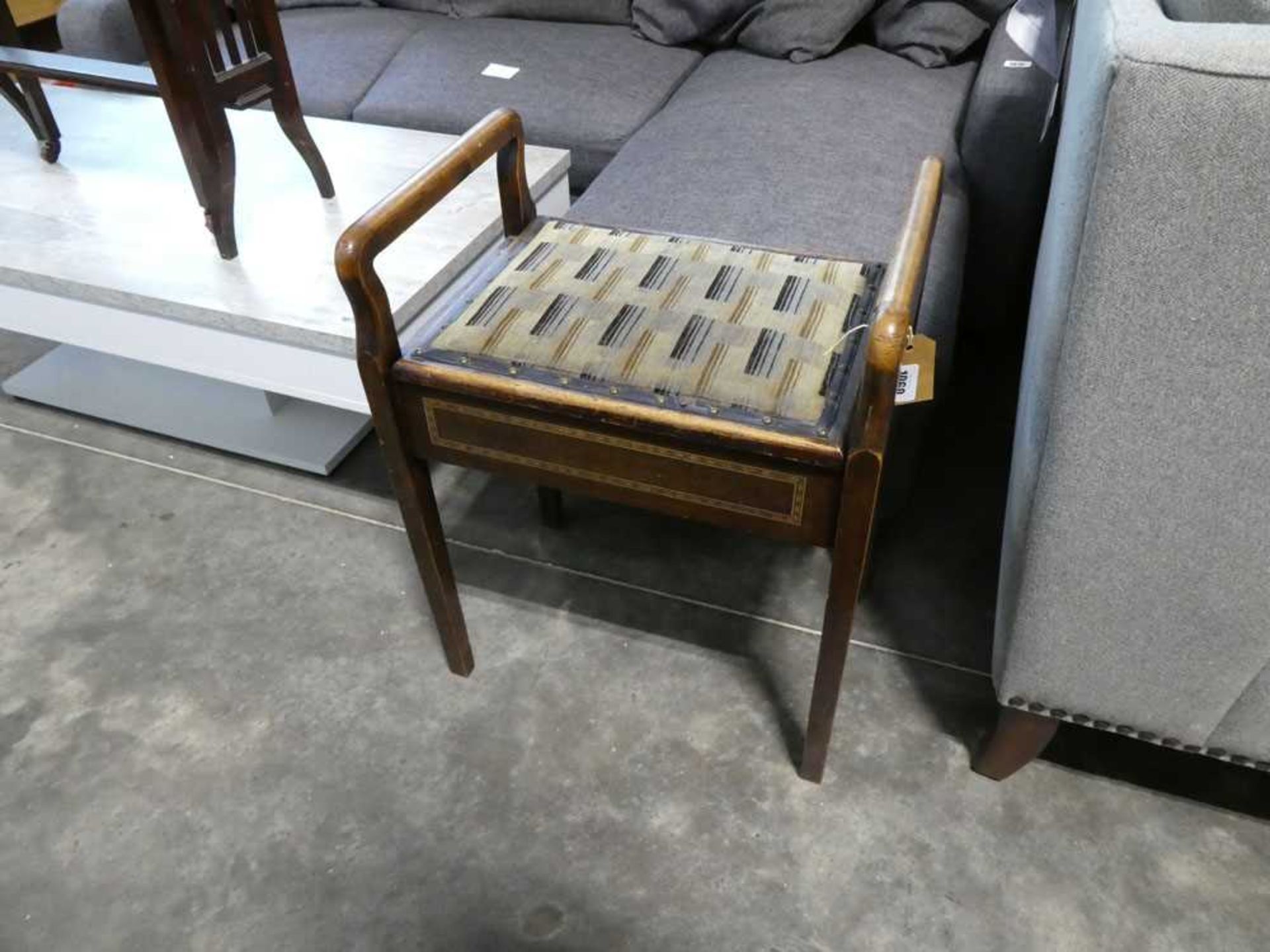 Inlaid mahogany piano stool