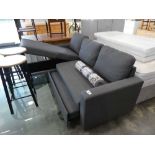 +VAT Grey upholstered L-shaped corner sofa with storage, seating and pull out footstool