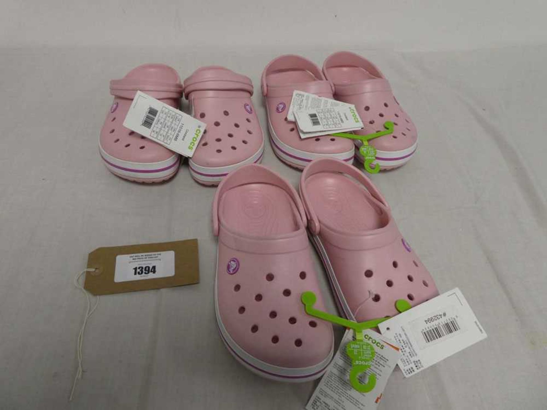 +VAT 3 pairs of womens Crocs in pink (size 4-5)
