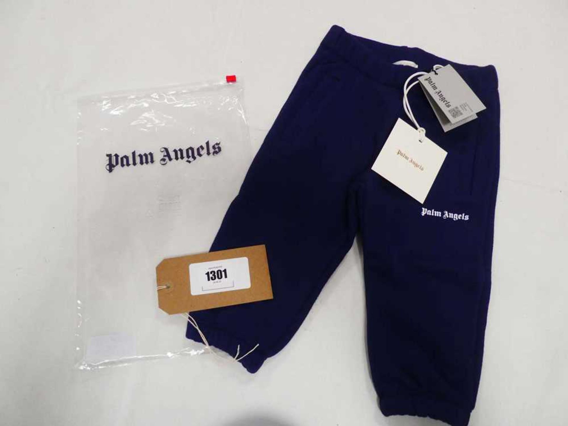 Palm Angels baby logo sweat pants in navy age 6-9 months