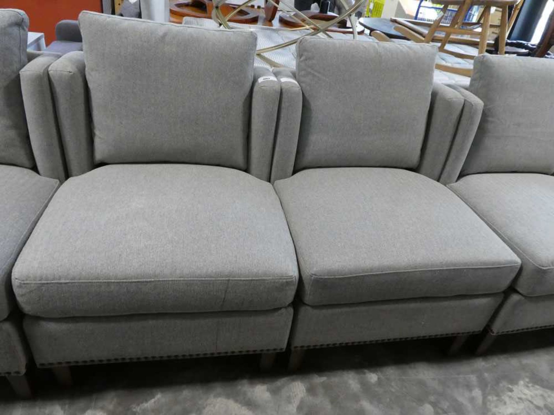 +VAT Modern pair of Thomasville light grey fabric upholstered chairs