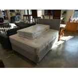+VAT Light grey upholstered double divan bed with 2 storage drawers, Deep Sleep Silk 1000 mattress
