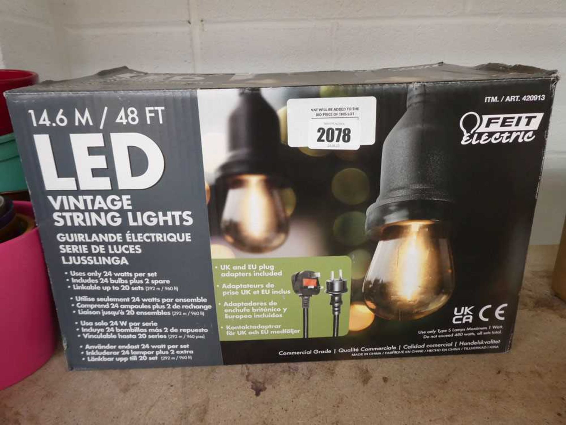 +VAT Boxed set of LED vintage garden string lights