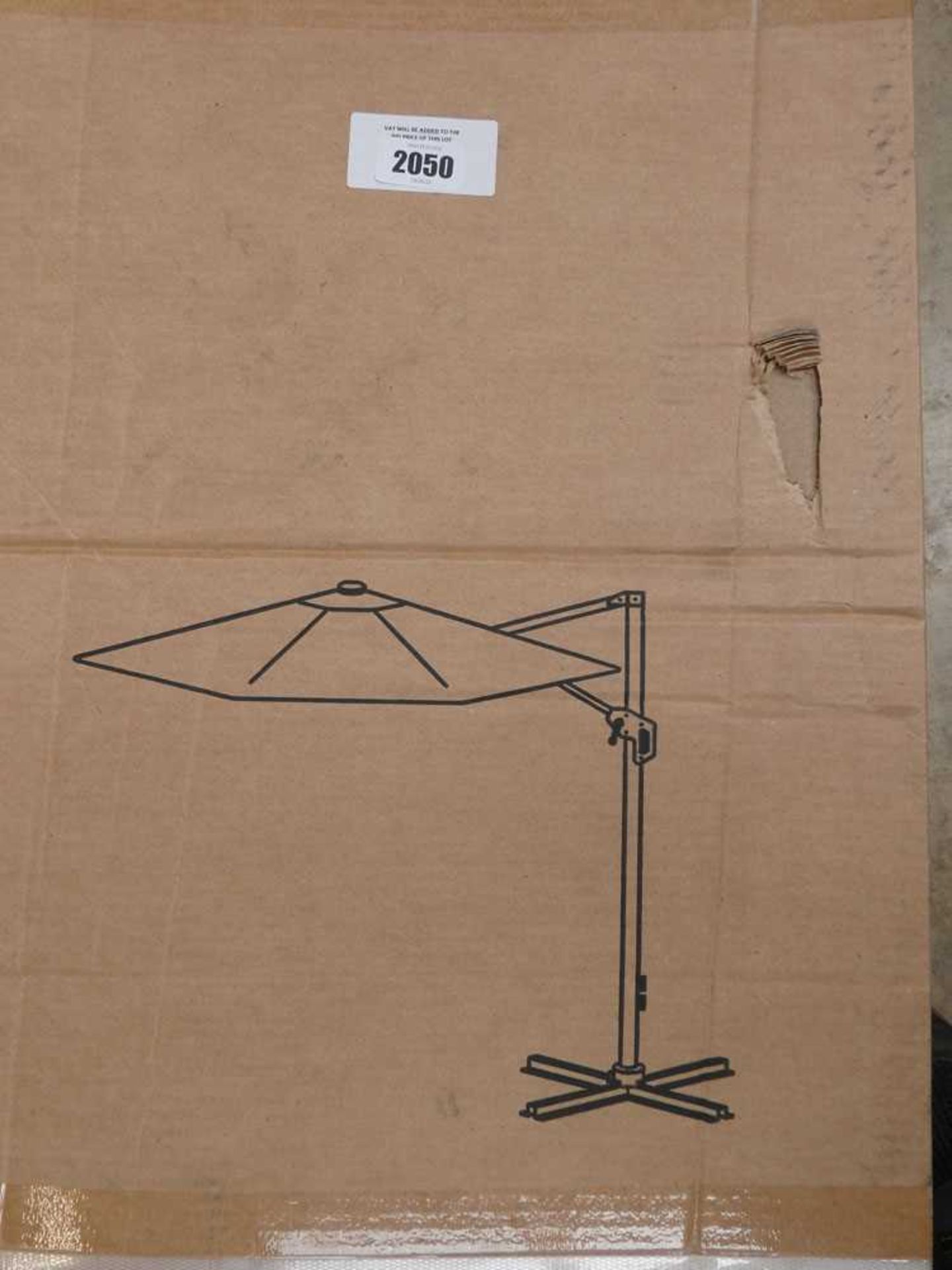 +VAT Boxed 3.5m round cantilever parasol in grey - Image 2 of 2