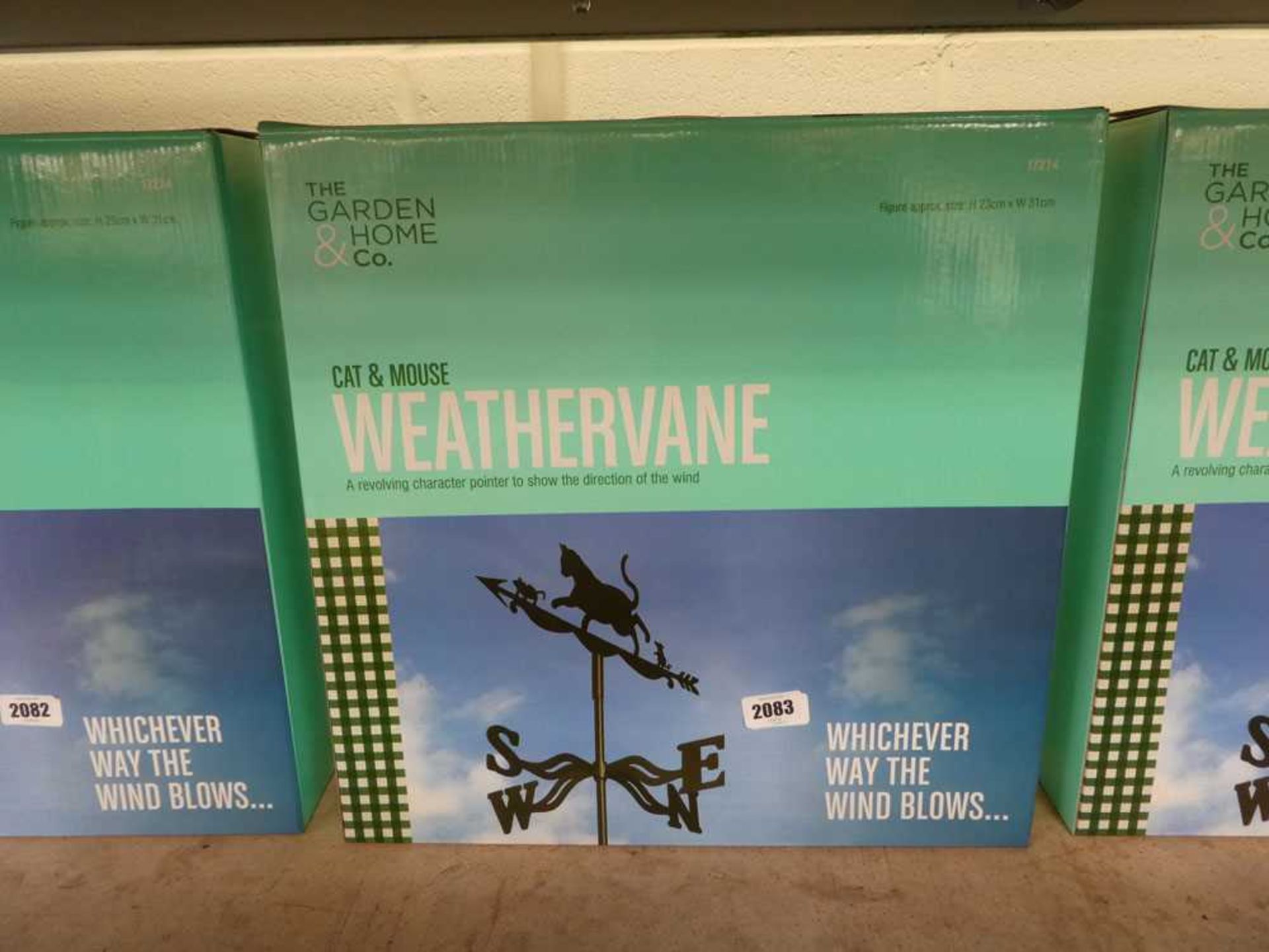 Boxed cat and mouse weathervane