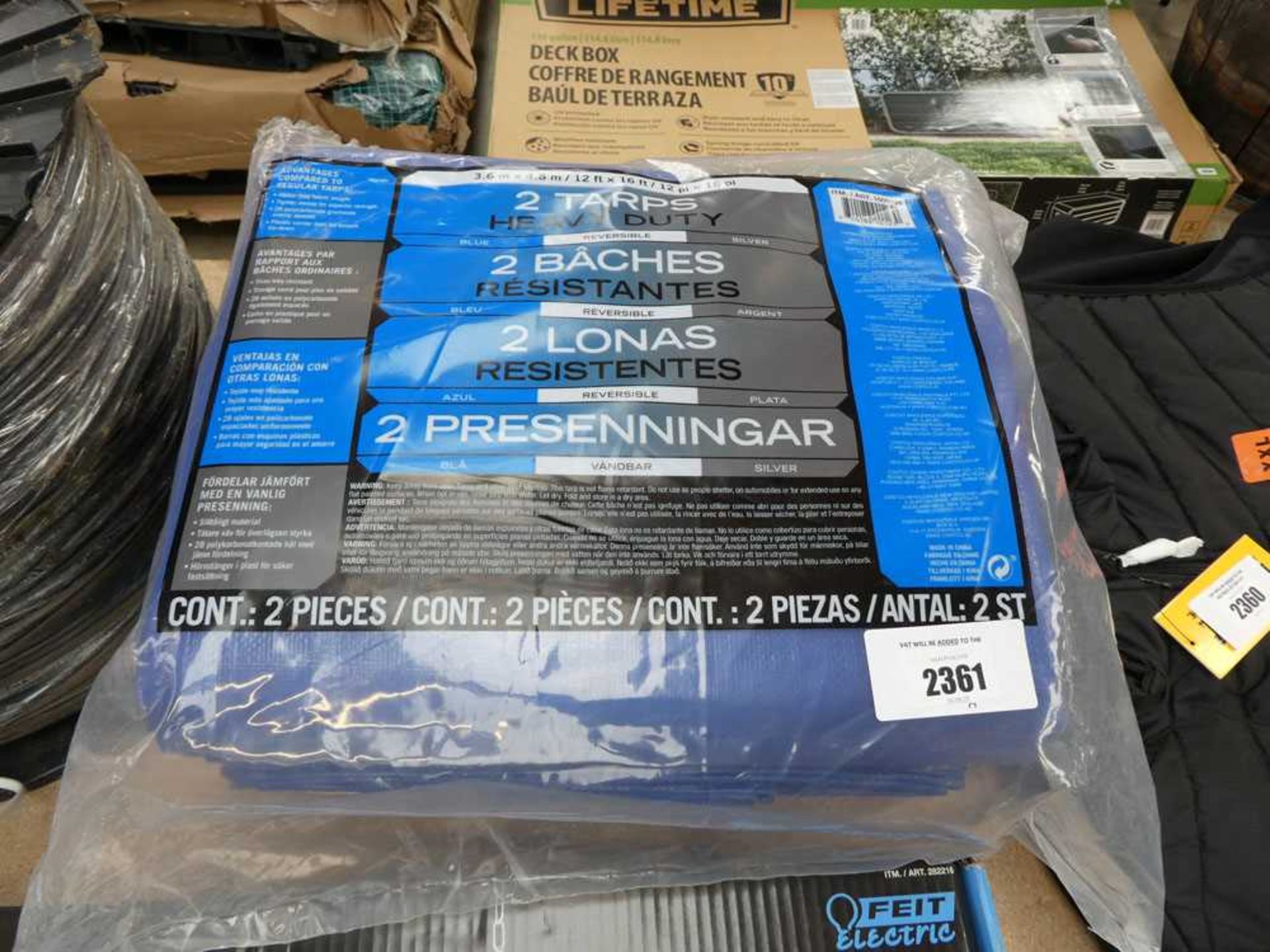 +VAT Two 3.6x4.8m heavy duty tarpaulins