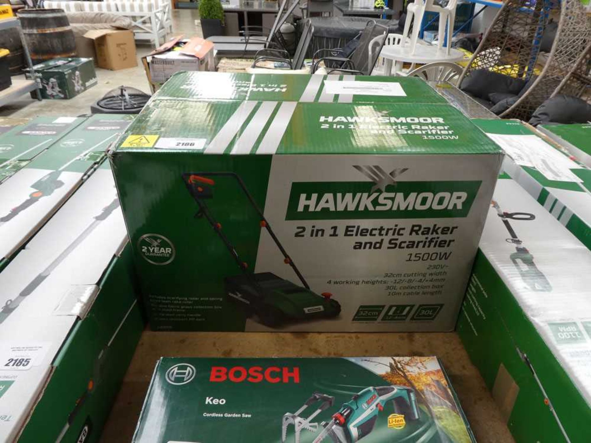 +VAT Boxed Hawksmoor 2 in 1 electric raker and scarifier