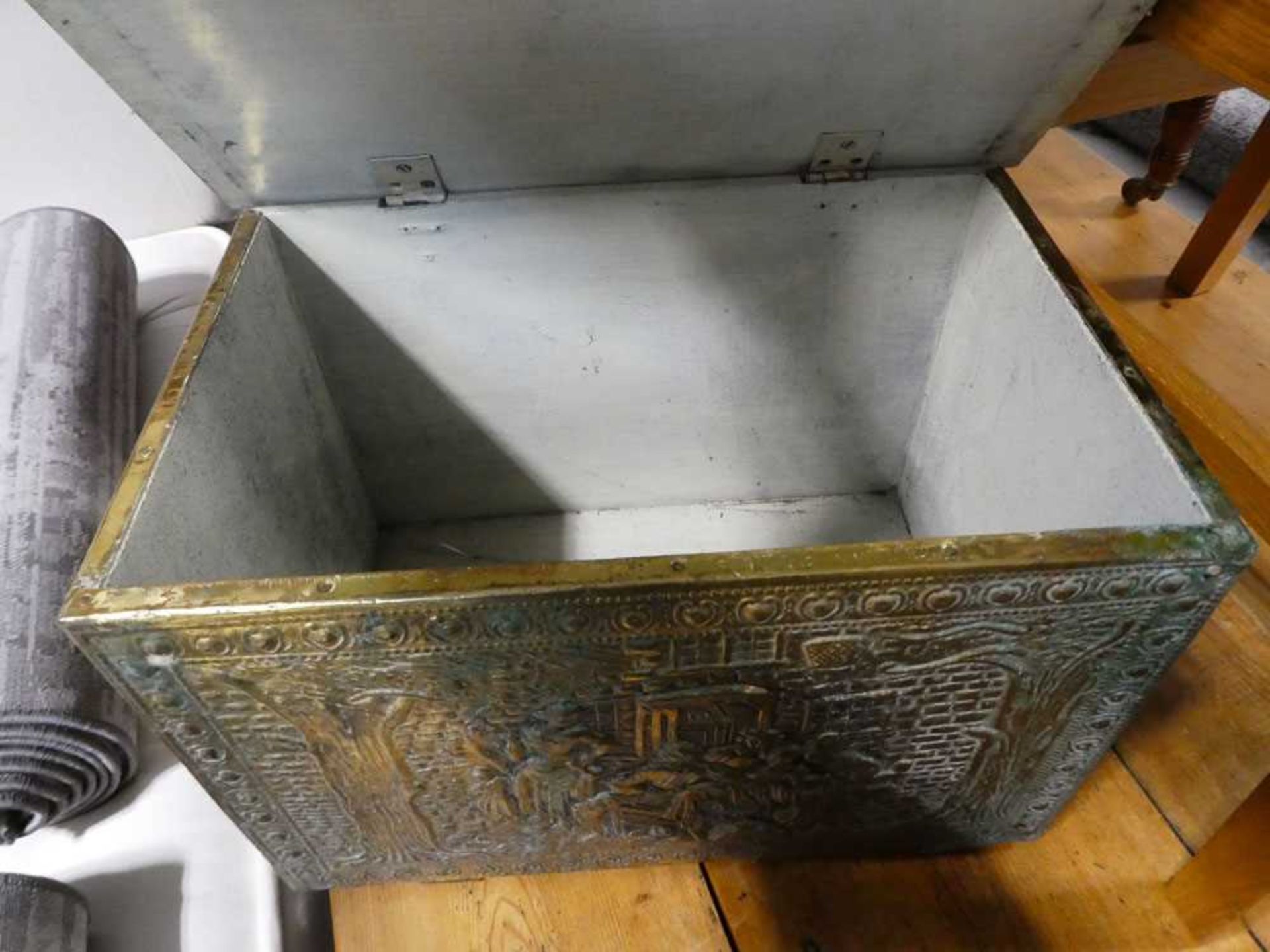 Brass covered coal box - Image 2 of 2