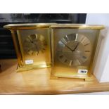 2 brass effect clocks; 1 by Churchill, 1 by Acctim