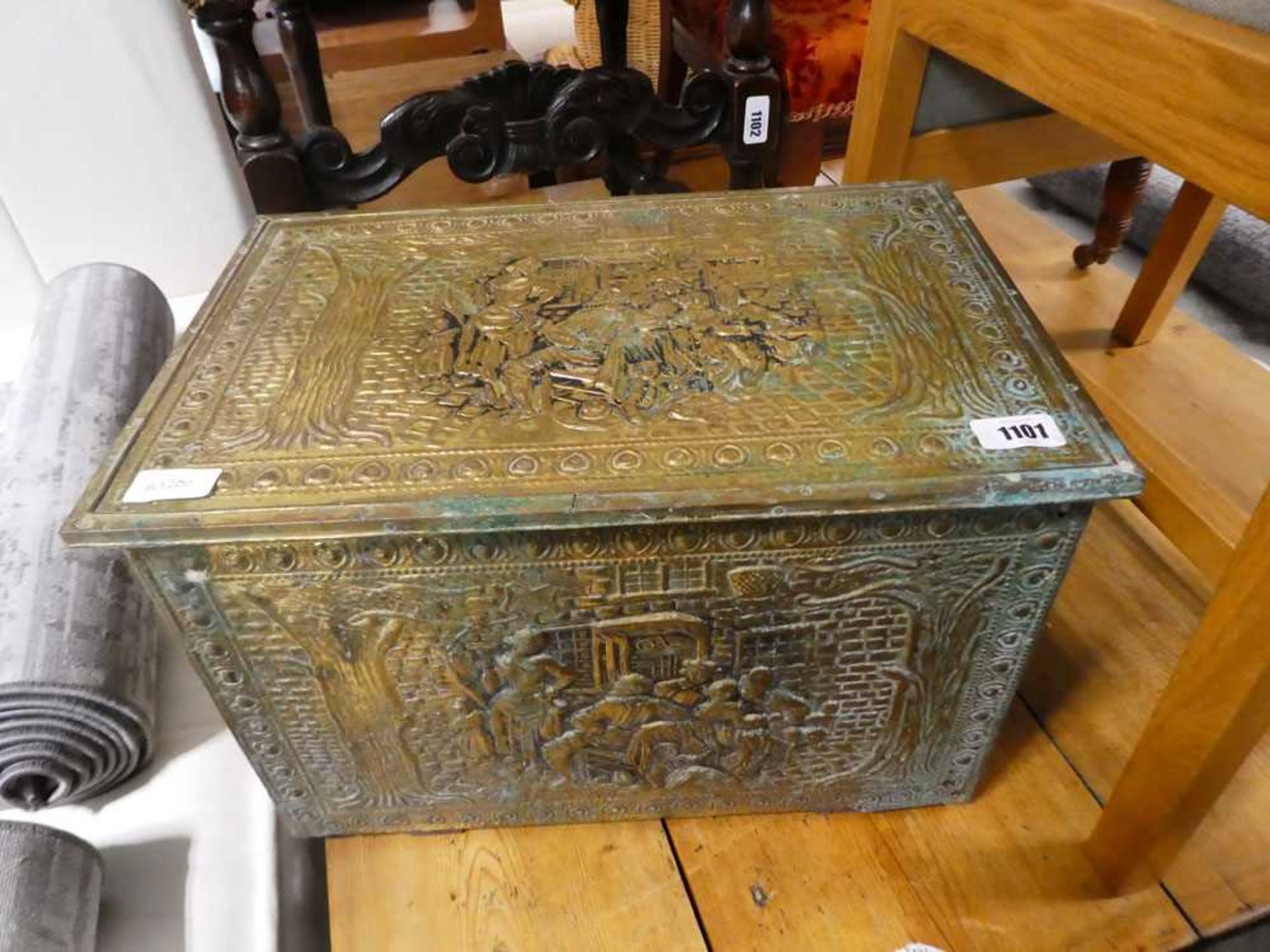 Brass covered coal box