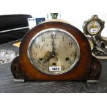 Dark oak cased Tymo mantle clock, case manufactured by CWS Ltd., London
