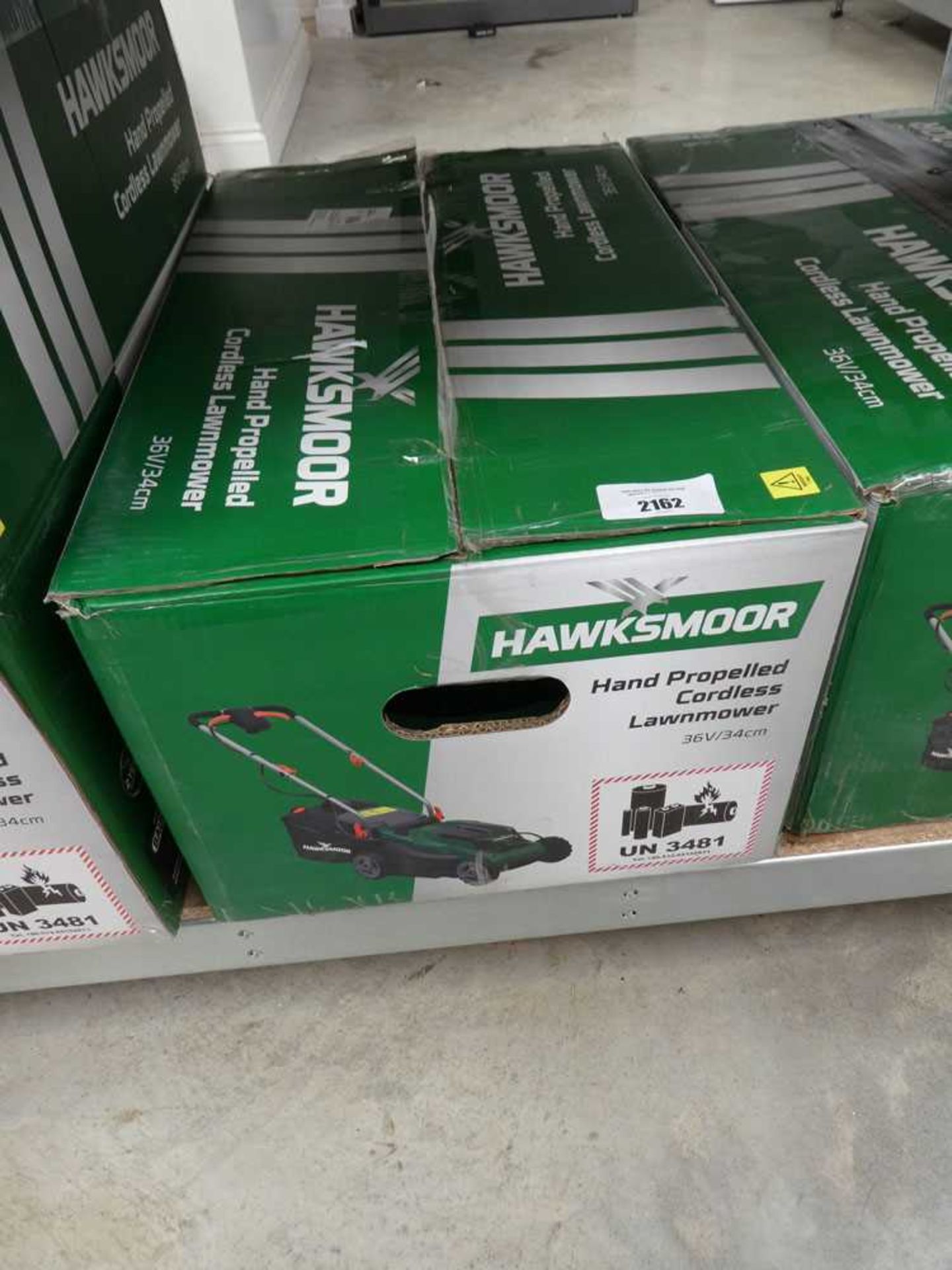 Boxed Hawksmoor hand propelled cordless lawnmower (no battery or charger) - Image 2 of 2