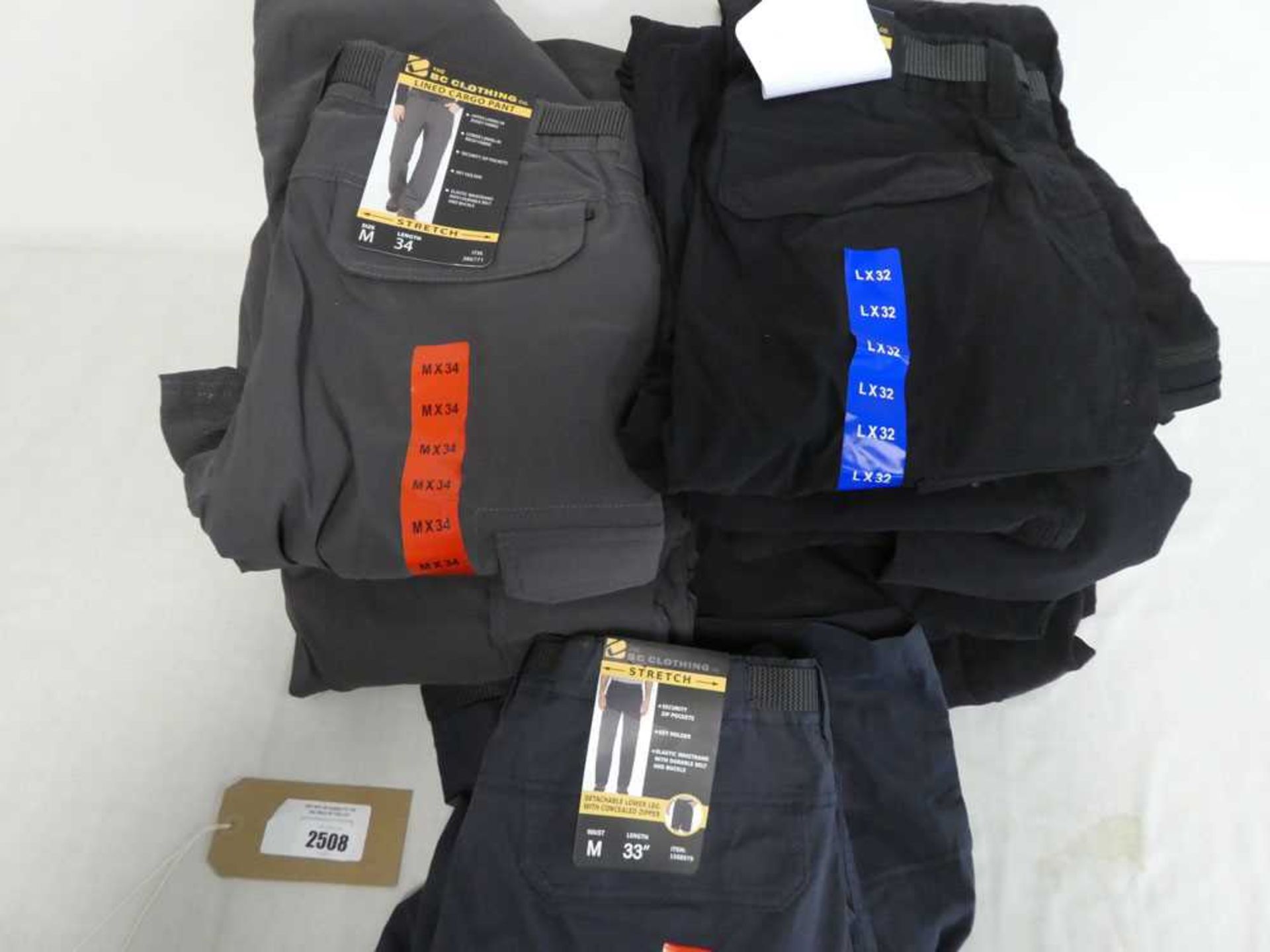 +VAT 12 pairs of mens lined cargo work trousers by BC Clothing