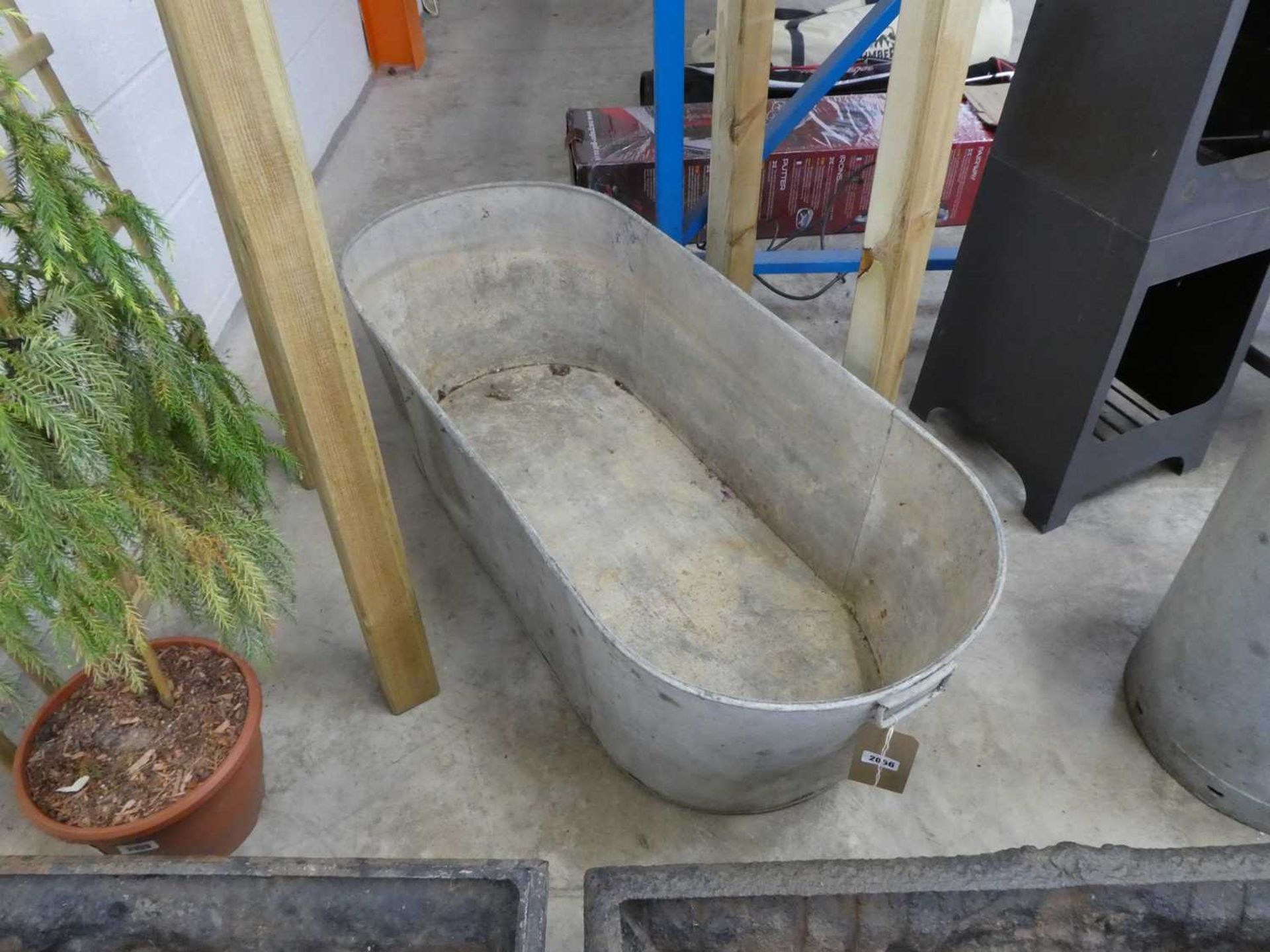 Large galvanised bath tub