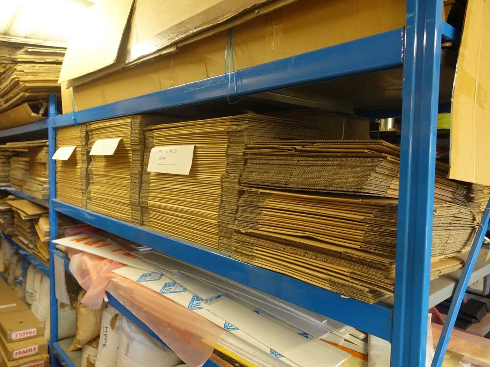 +VAT Quantity of assorted cardboard, creased cardboard boxes, and packaging (On mezzanine) - Image 5 of 6