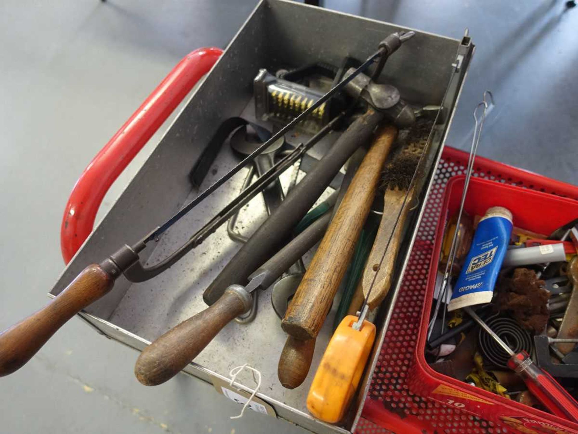 +VAT Red trolley with two tins of various hand tools - Image 3 of 3