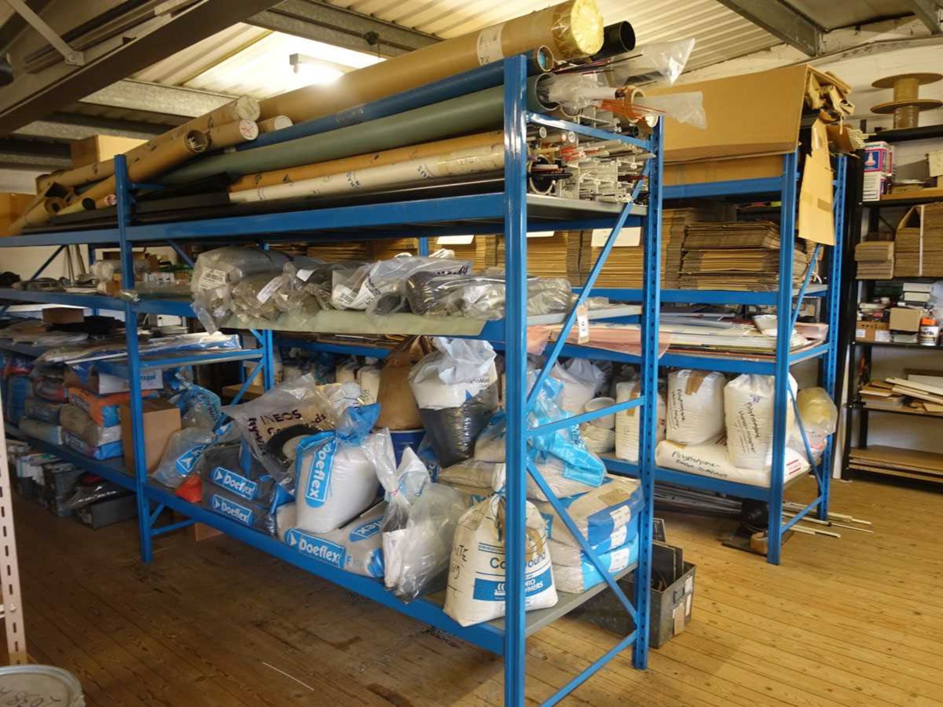 +VAT Two bay runs of blue metal shelf racking (not including contents, not to be collected until - Image 2 of 2