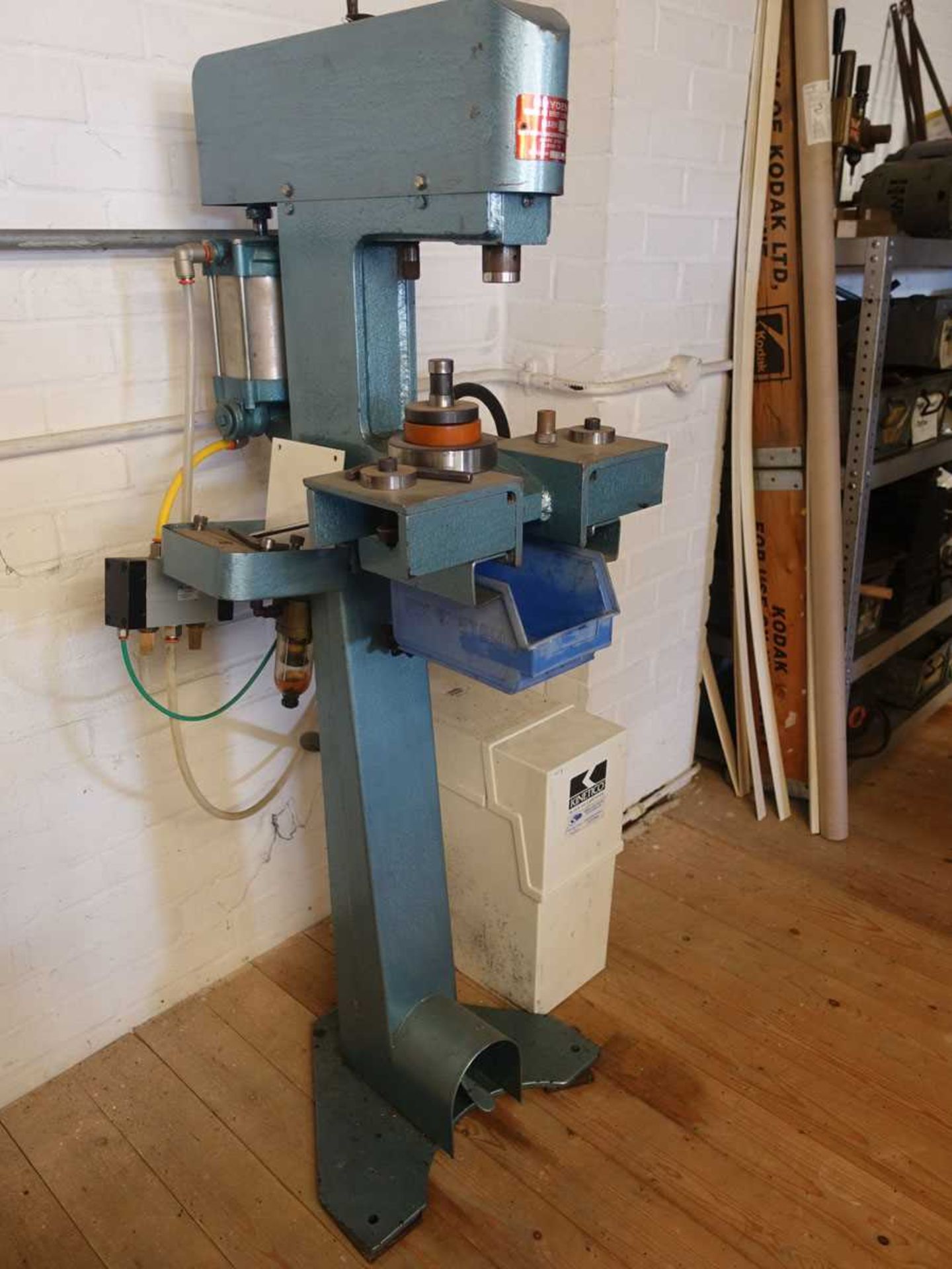 +VAT Bryden converted tubular rivet clincher pneumatic press (On mezzanine)