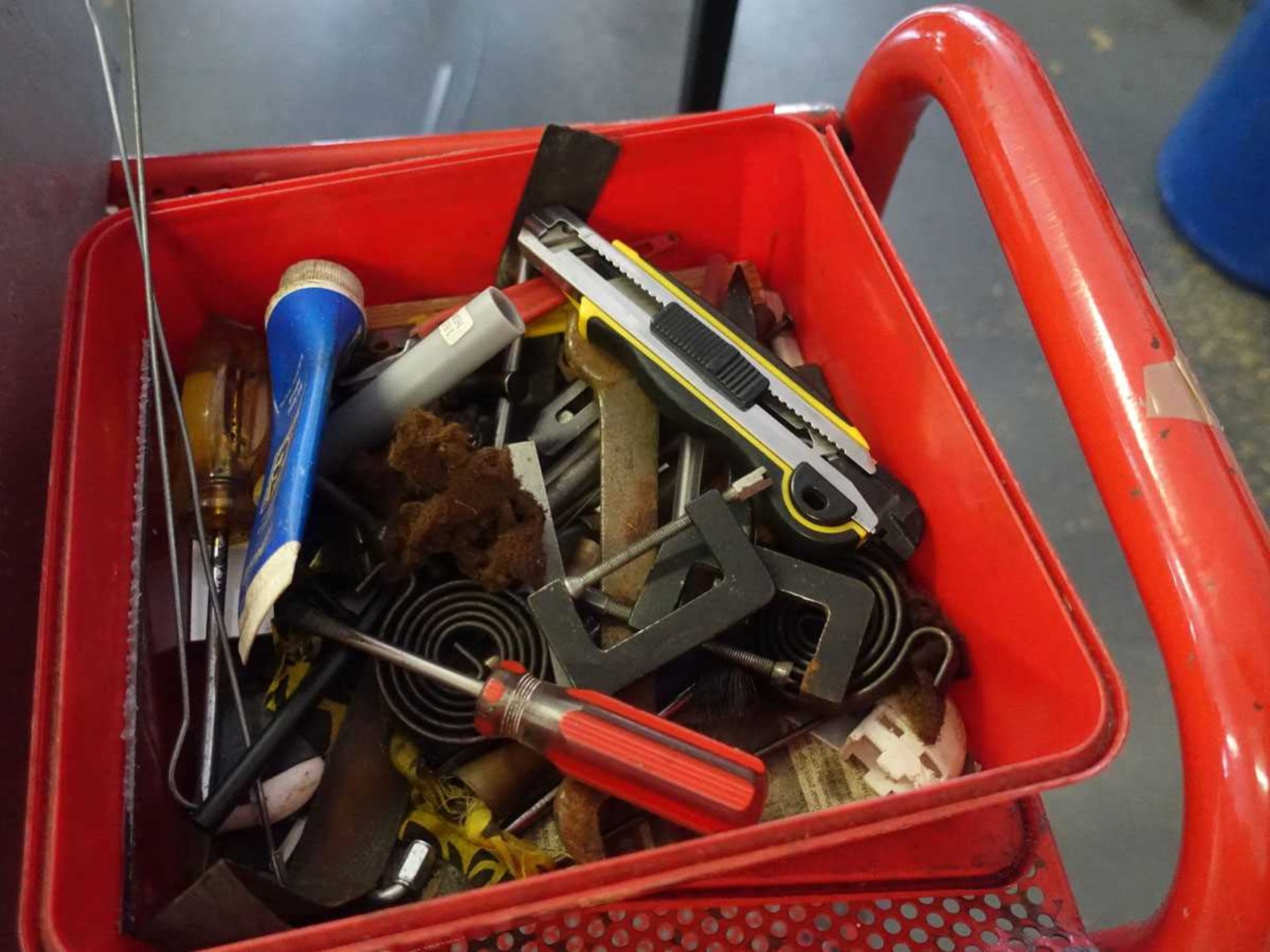 +VAT Red trolley with two tins of various hand tools - Image 2 of 3