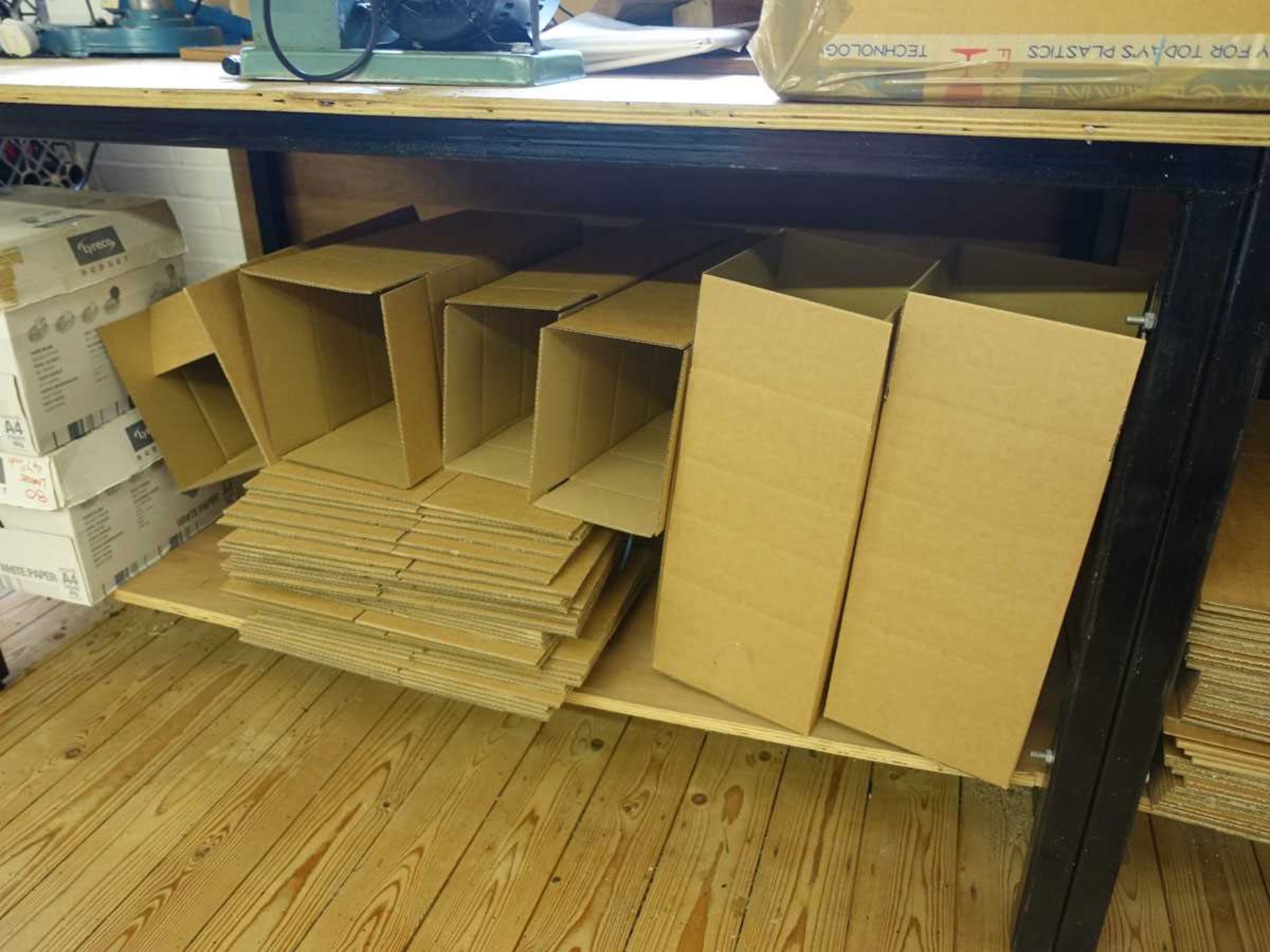 +VAT Quantity of assorted cardboard, creased cardboard boxes, and packaging (On mezzanine) - Image 4 of 6