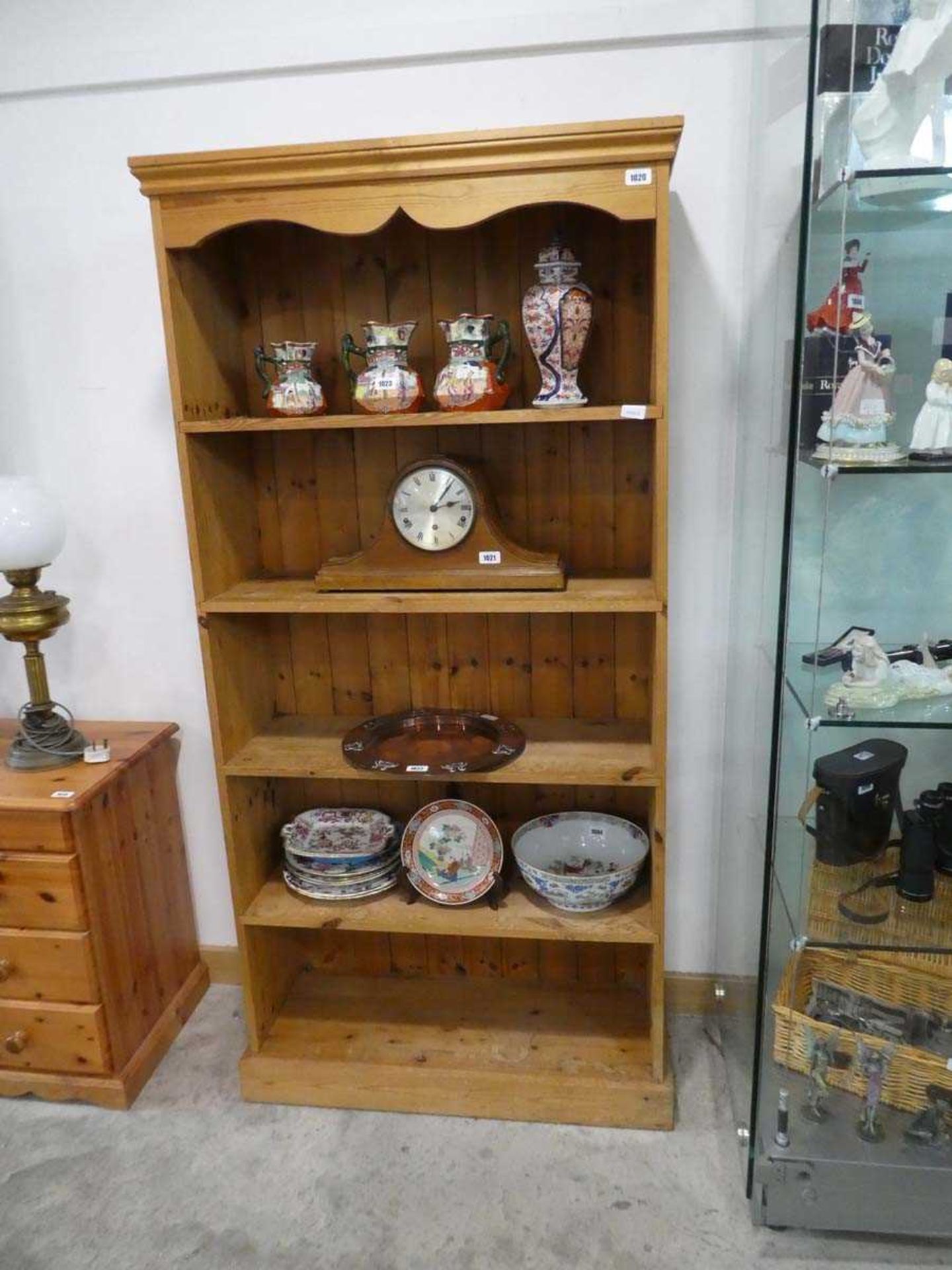 Modern pine open fronted bookcase