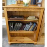 Modern pine open front bookcase