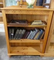 Modern pine open front bookcase